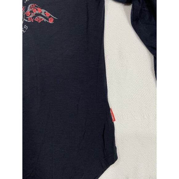 Victory Motorcycles Lace Up Skull Roses Bling Shirt XS Stretchy Biker - Picture 11 of 13